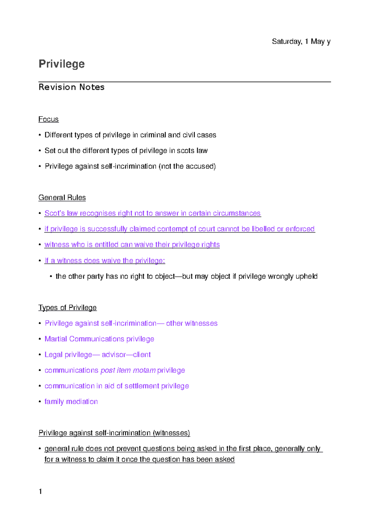 Priv RN - Priviledge revision notes, short and condensed. - Tuesday, 27 ...