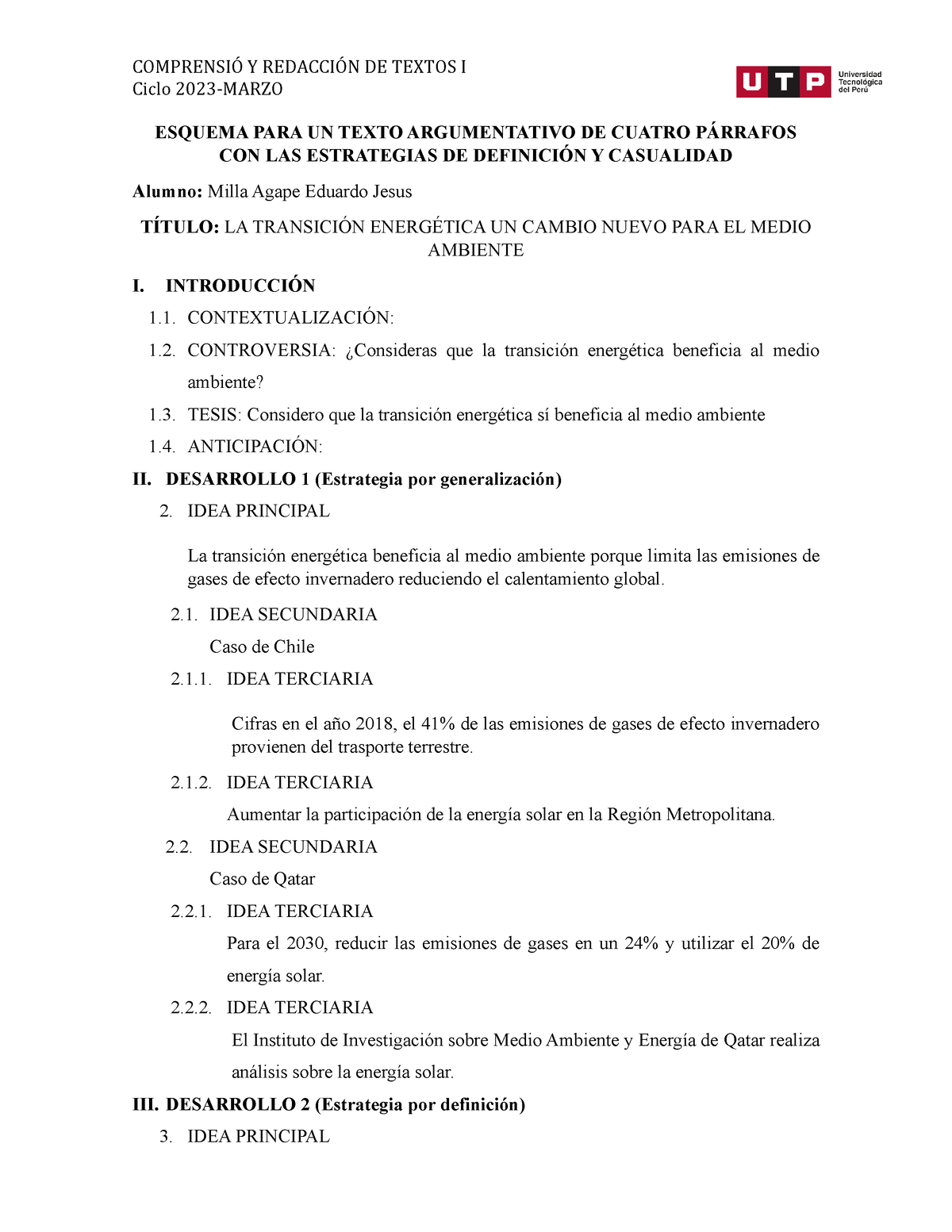 Esquema DE Ideas - Fgf - COMPRENSI” Y REDACCI”N DE TEXTOS I Ciclo 2023 ...