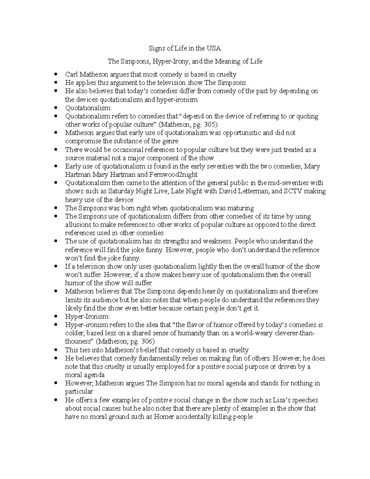 Rhetorical Criticism: Signs of Life Summary for The Simpsons, Hyper ...
