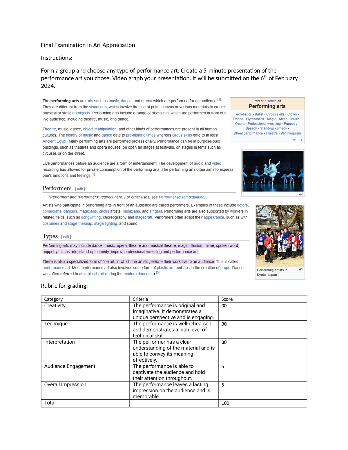 Final Examination In Art Appreciation - Final Examination In Art ...