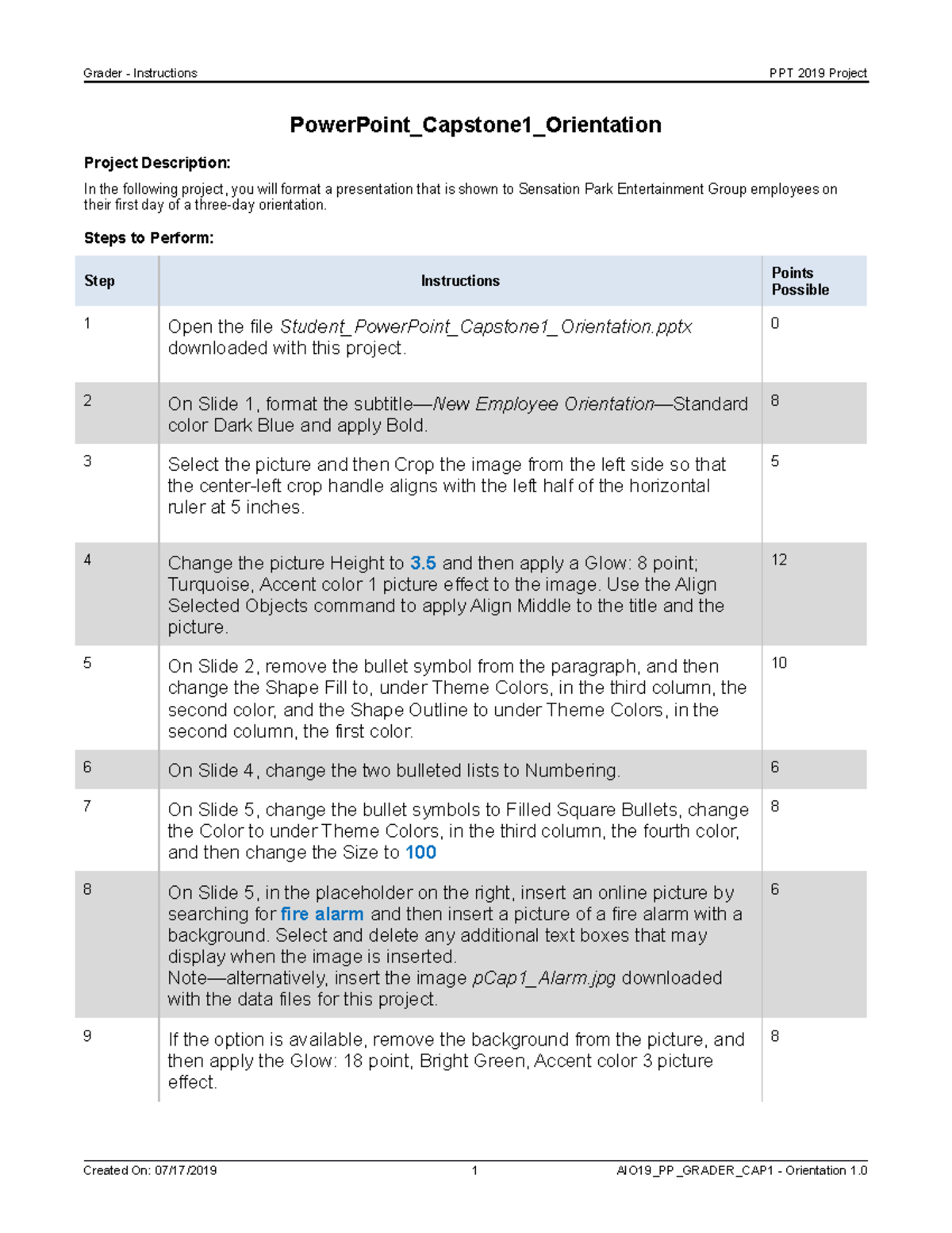 Power Point Capstone 1 Orientation Instructions - Grader - Instructions ...