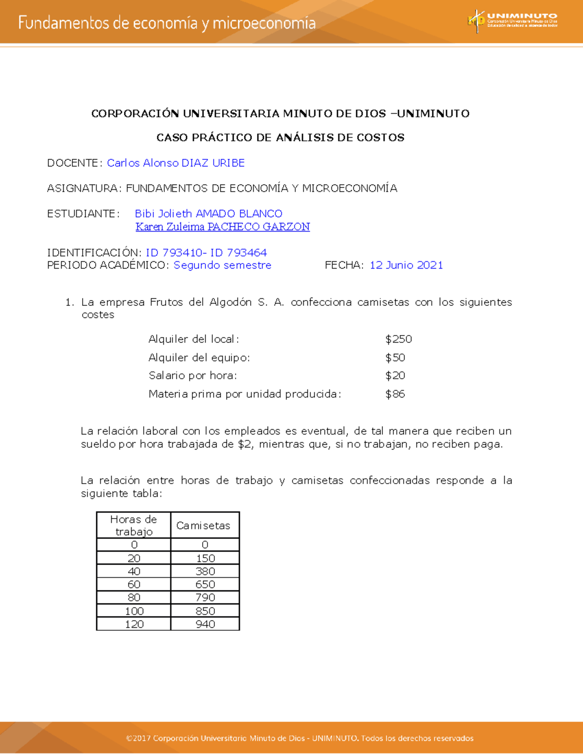 CASO Práctico DE Análisis DE Costoscaso practico de ananlisis costos ...