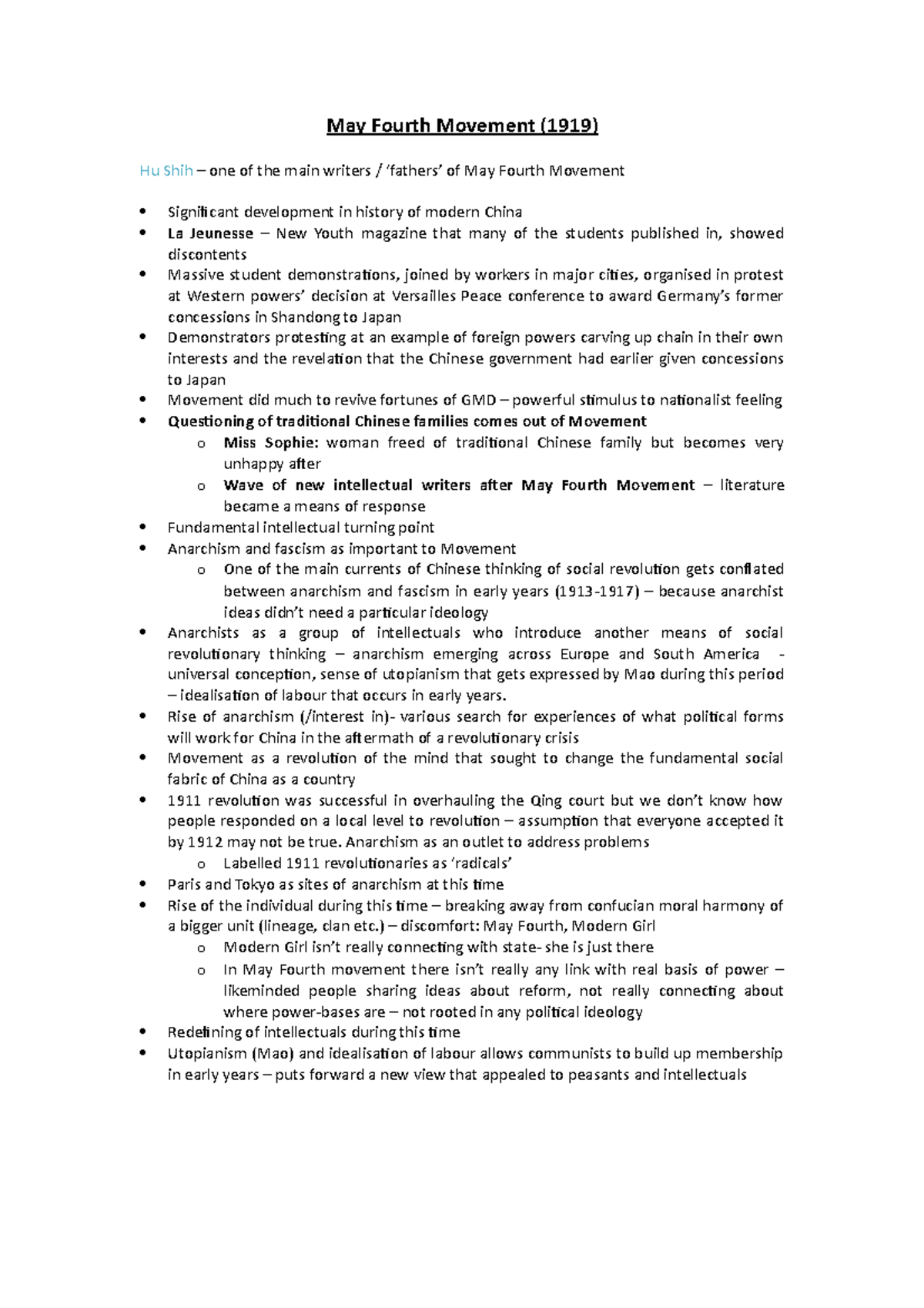 May Fourth Movement - Key Revision Notes & Historiography - May Fourth ...