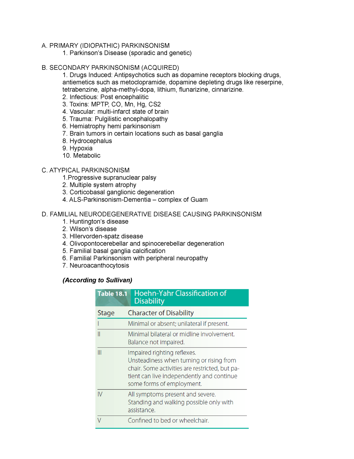 classification-of-parkinsonism-1-a-primary-idiopathic-parkinsonism