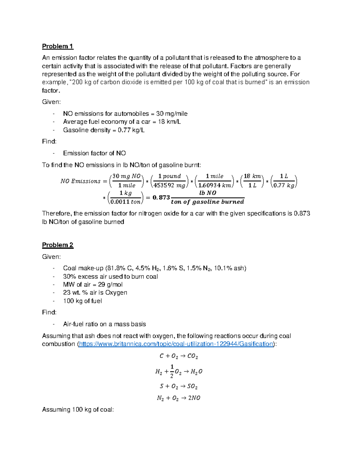 Assignment 2-solution 220304 234344 - Problem 1 An emission factor ...