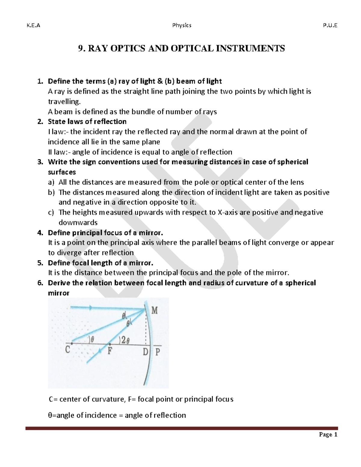 CBSE Class 12 Physics Chap 9 Ray optics and Optical Instruments