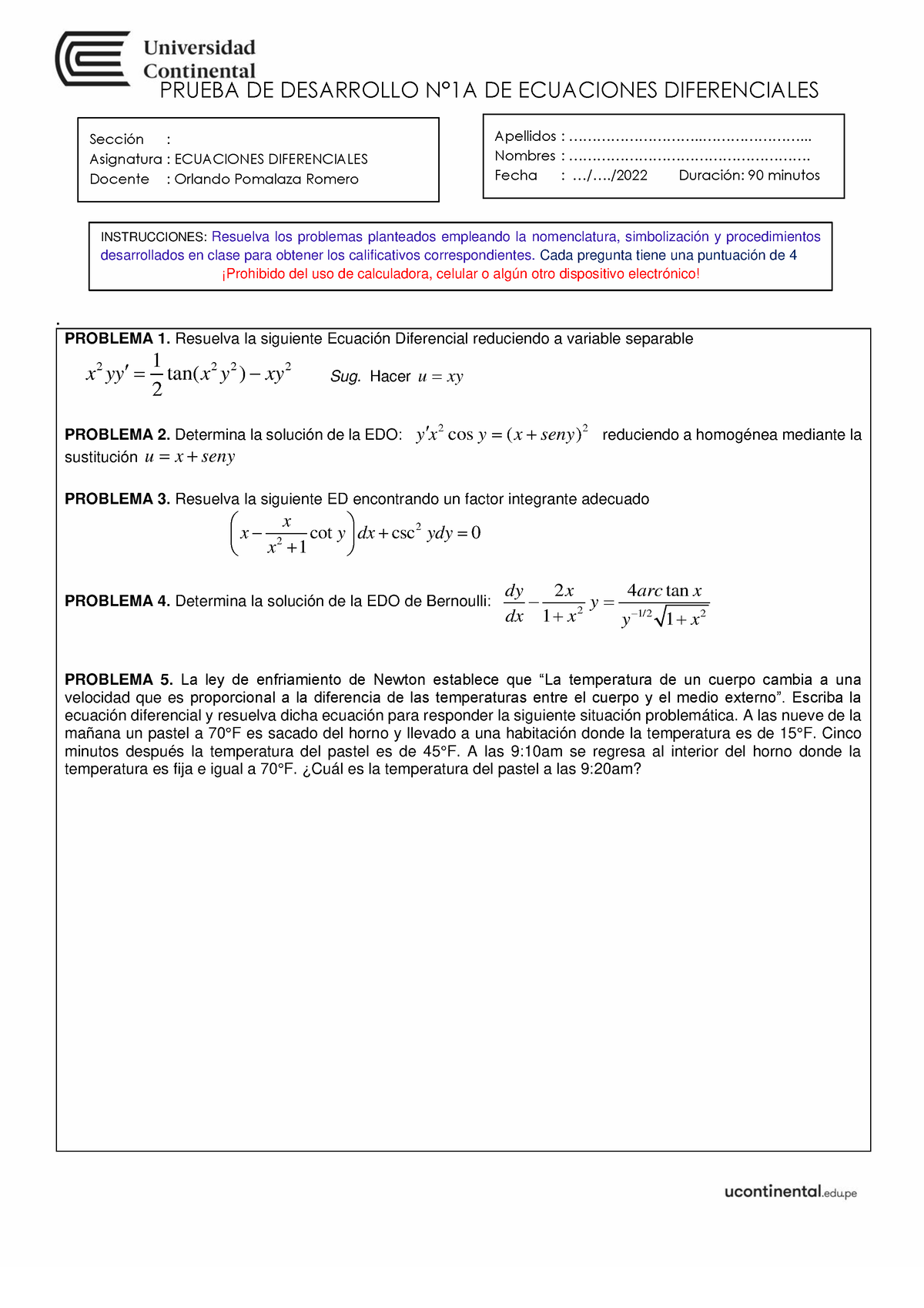 PD - 1A - PRUEBA DE DESARROLLO - PRUEBA DE DESARROLLO N°1A DE ...