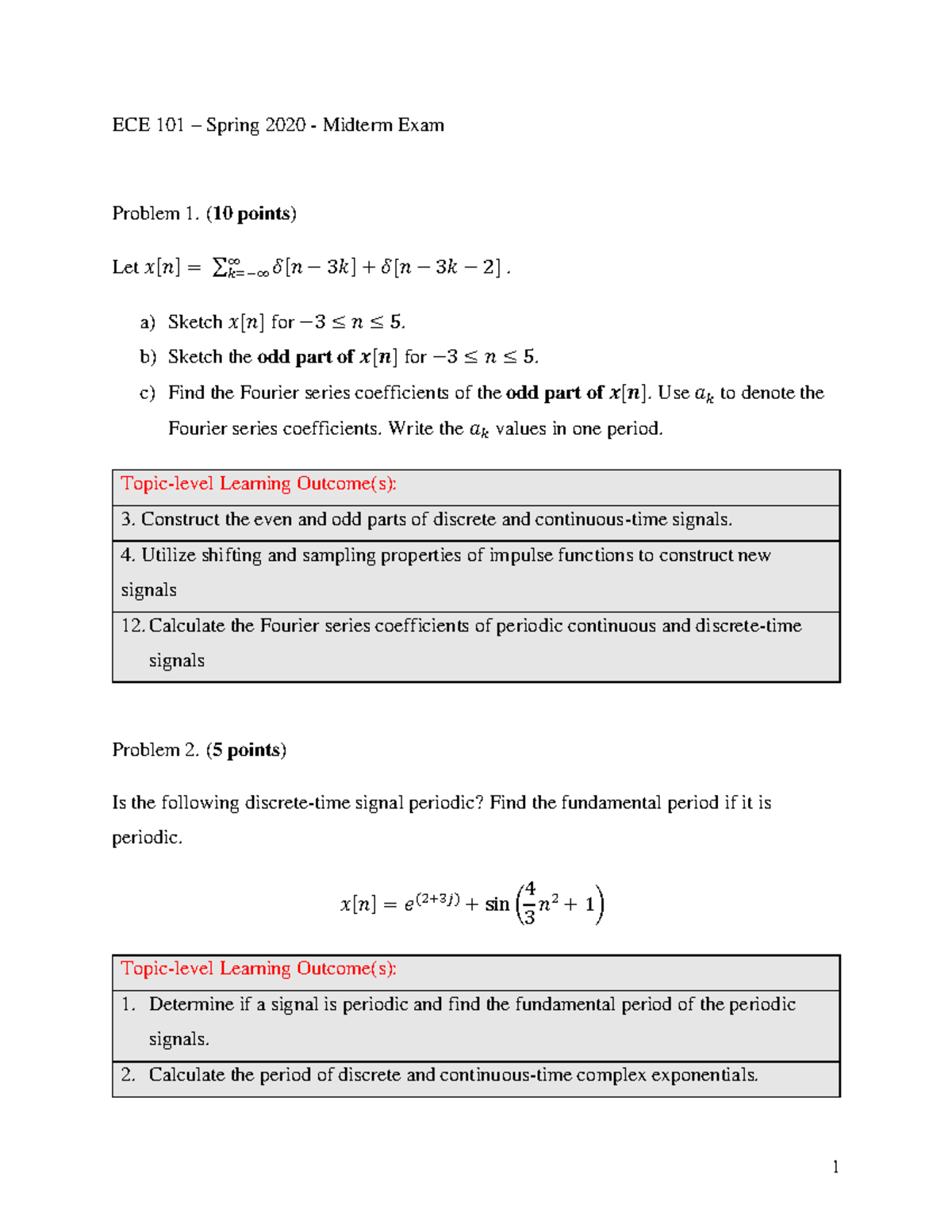 SP20 - midterm exam -labeled - ECE 101 – Spring 2020 - Midterm Exam ...