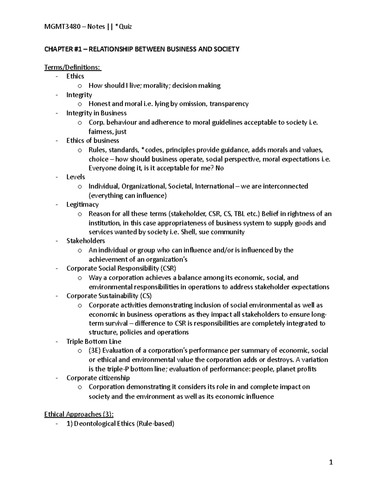 MGMT3480 – Final Exam Note Review - MGMT3480 – Notes || *Quiz CHAPTER ...