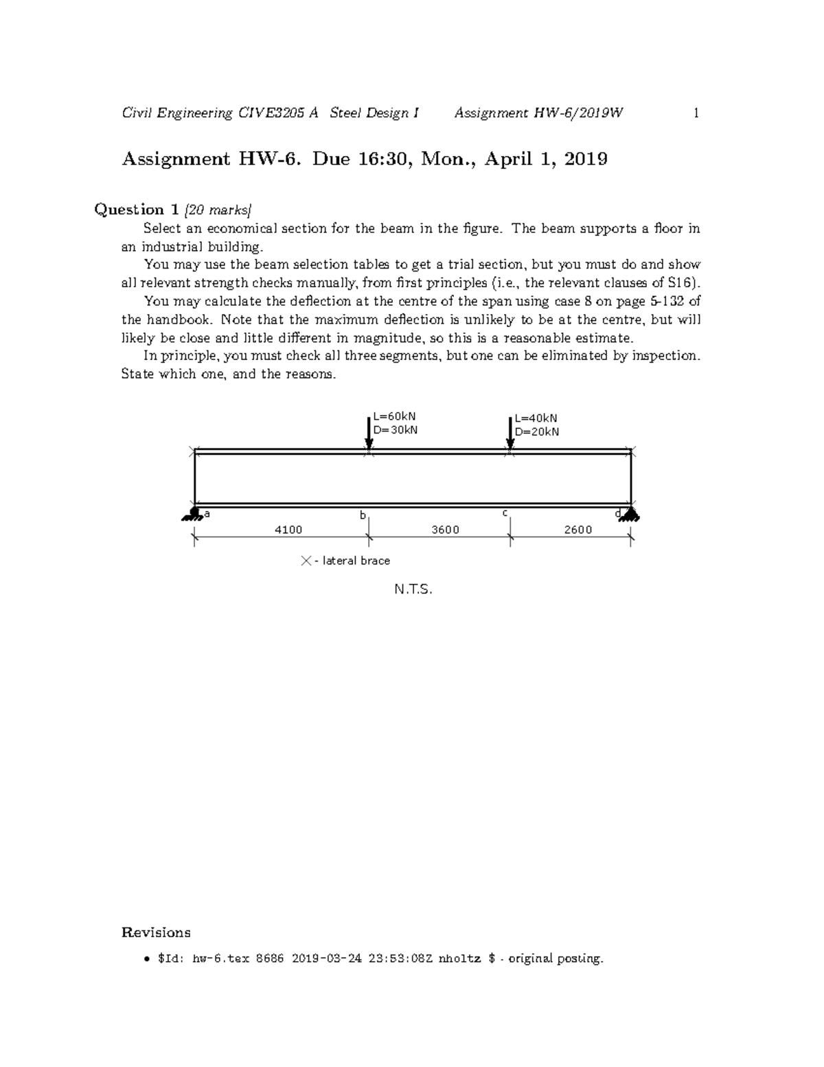 Hw-6 - homework 6 - Civil Engineering CIVE3205 A Steel Design I ...