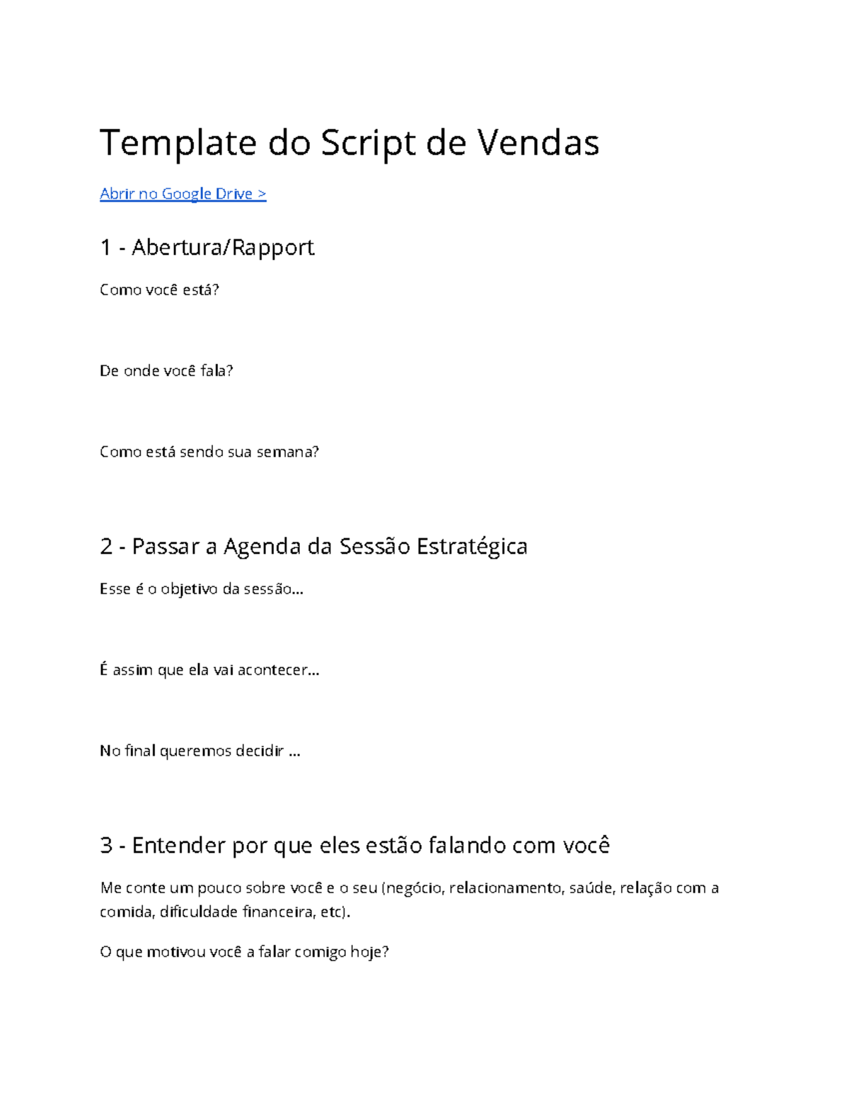 Template do Script de Vendas para realizar sessões colaborativas de ...