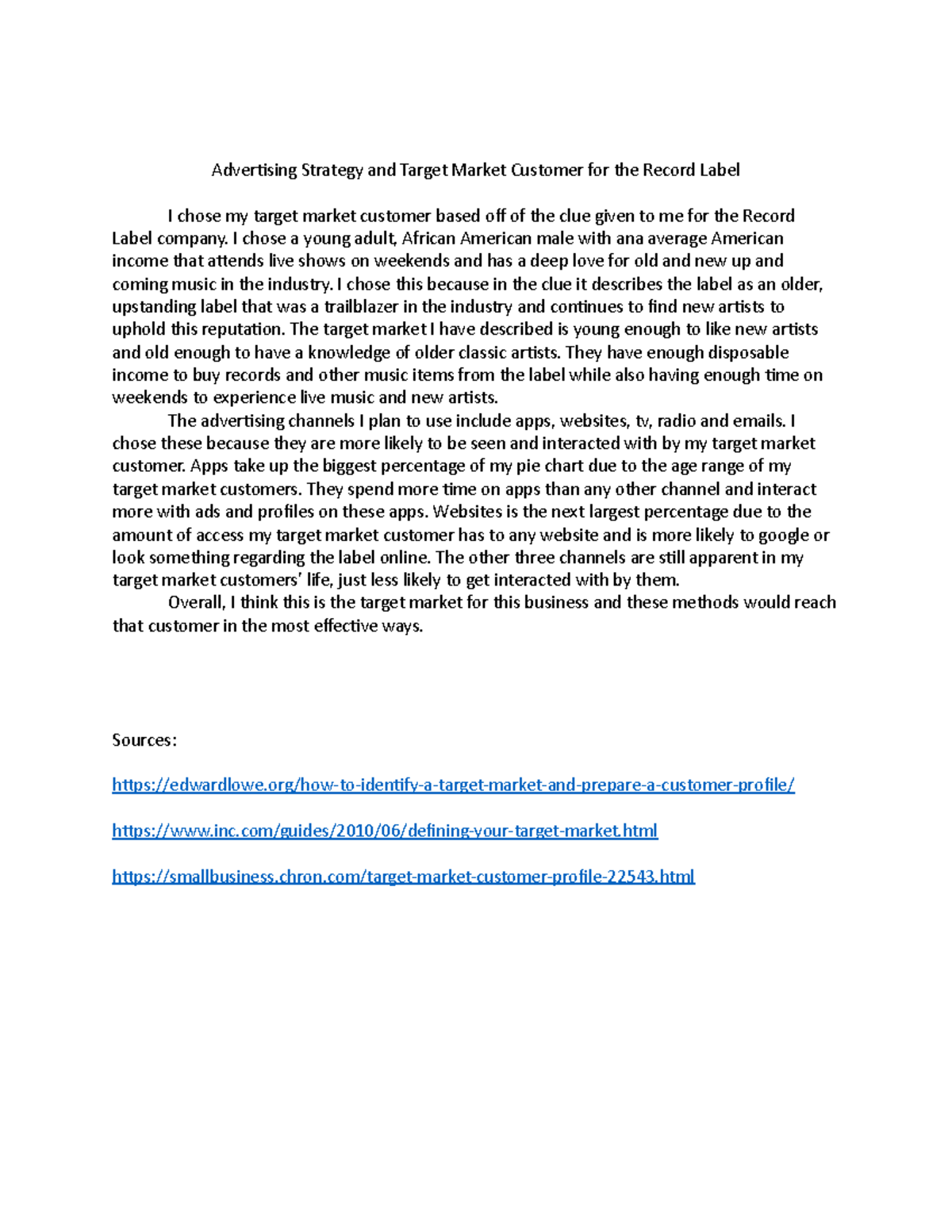 Advertisement Assignment - Advertising Strategy and Target Market ...