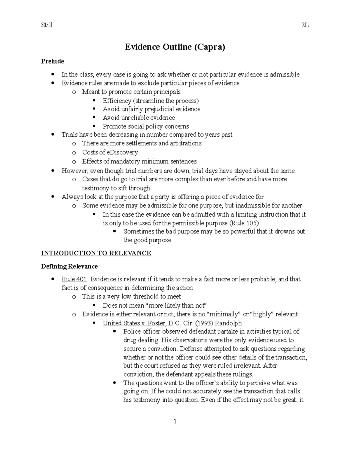 Evidence Outline (Capra) - Evidence Outline (Capra) Prelude In the ...