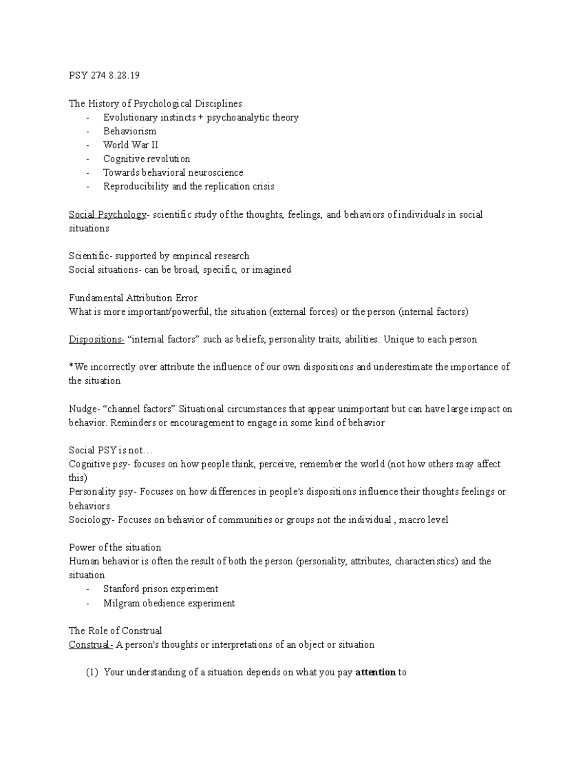 PSY 274 Week 1 8 - Lecture notes Week 1 - PSY 274 8. The History of ...