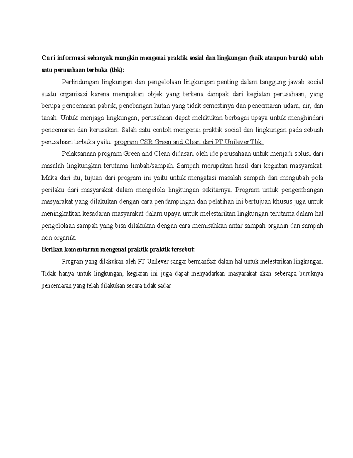 Tanggung jawab sosial perusahaan PT Unilever Accounting Studocu