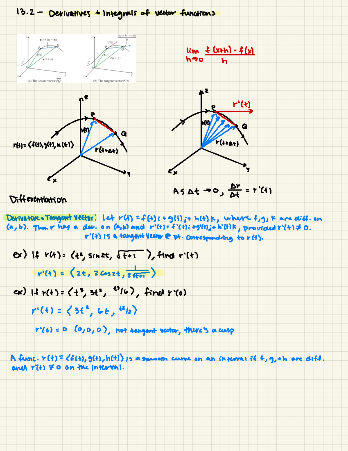 13.2 Lecture - 13 - Derivatives to Integrals of vector functions Iim f ...