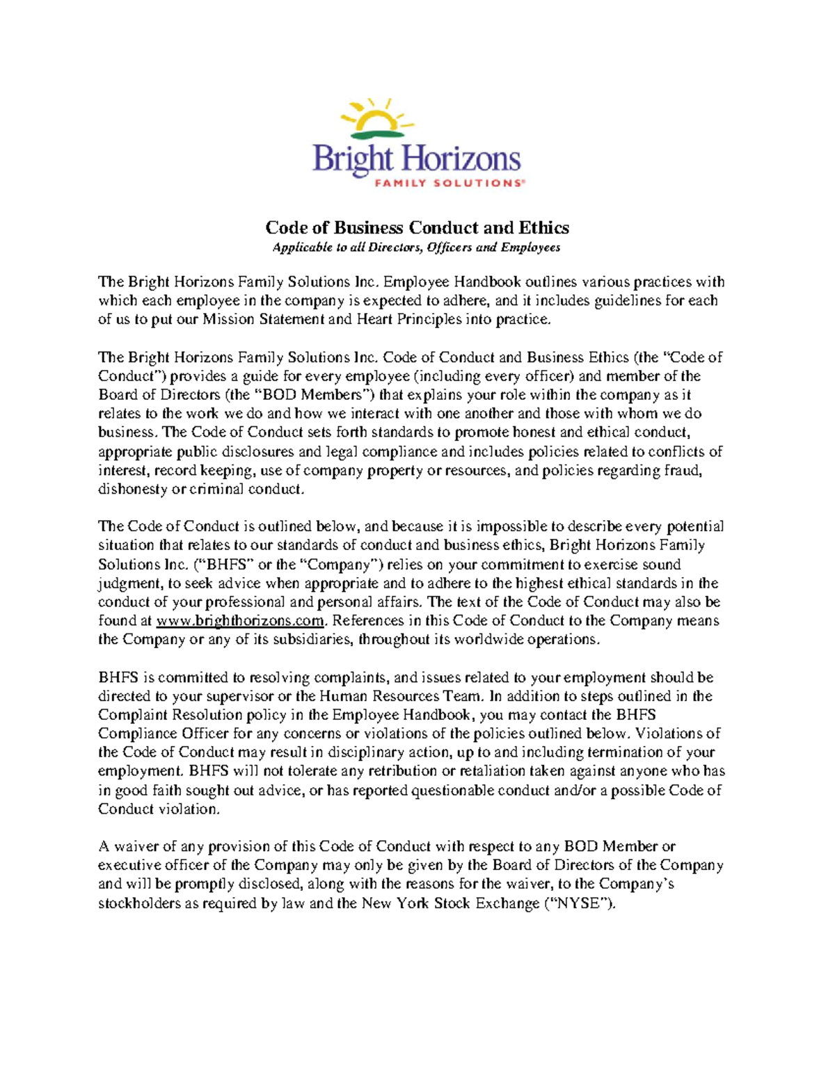 US and Canada Code of Conduct Code of Business Conduct and Ethics