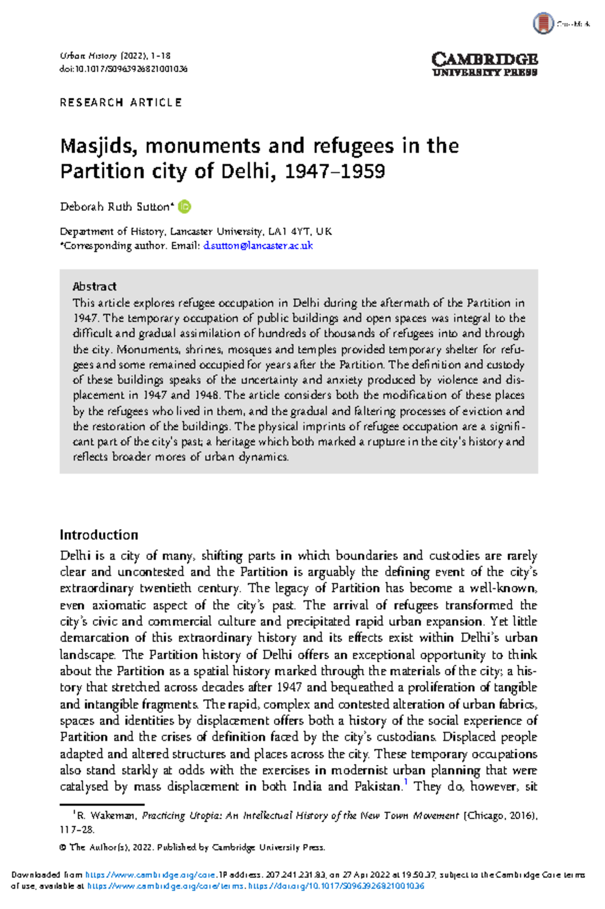 masjids monuments and refugees in the partition city of delhi 1947 - R ...