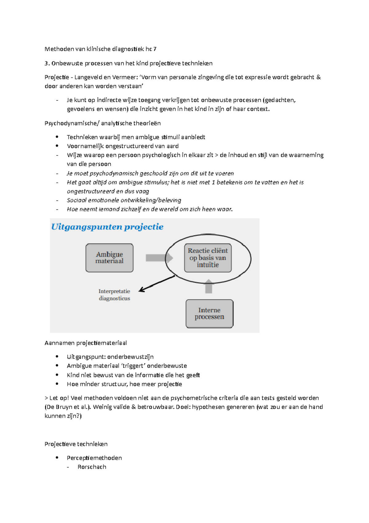 Methoden Van Klinische Diagnostiek Hc 7 - Psychodynamische/ Analytische ...