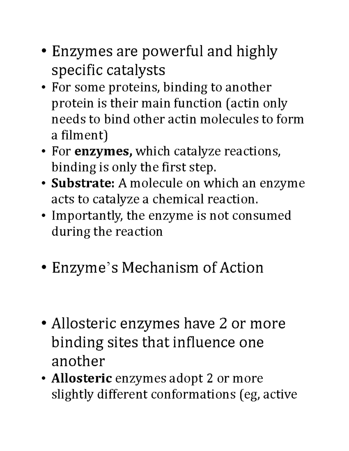 Chapter 4 Part 2 Structure and Function of Proteins Enzymes are