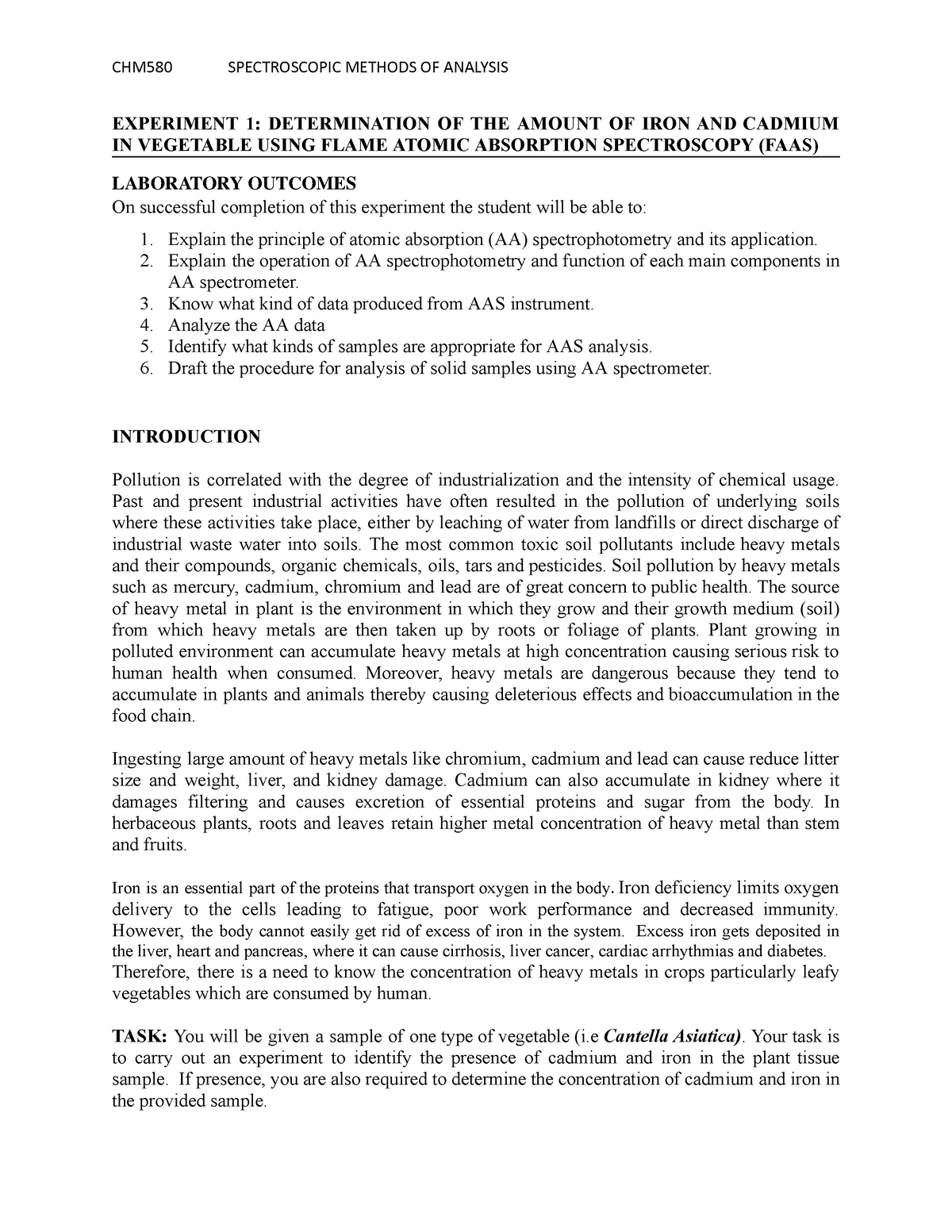 Copy of AAS manual.doc - Google Docs - CHM580 SPECTROSCOPIC METHODS OF ...