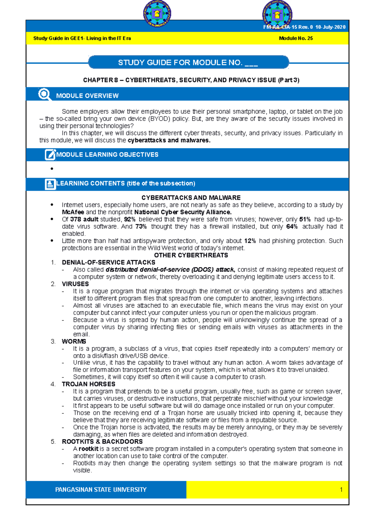 Chapter 8 Part 3 Cyberattacks and Malware - Living in the IT Era ...