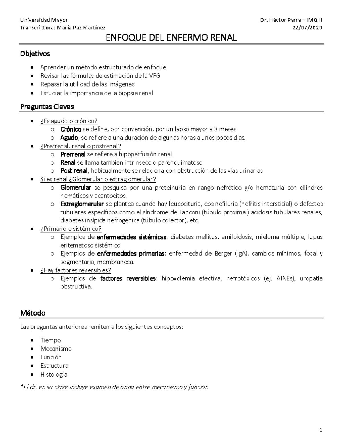 Nefrología - Clases - Universidad Mayor Dr. HÈctor Parra – IMQ II ...