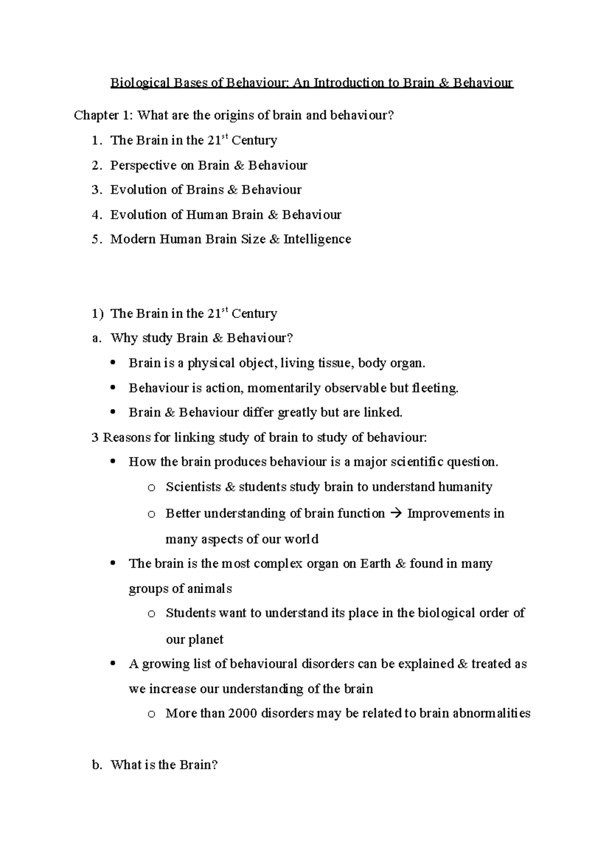 PSY251 Notes - Biological Bases of Behaviour: An Introduction to Brain ...