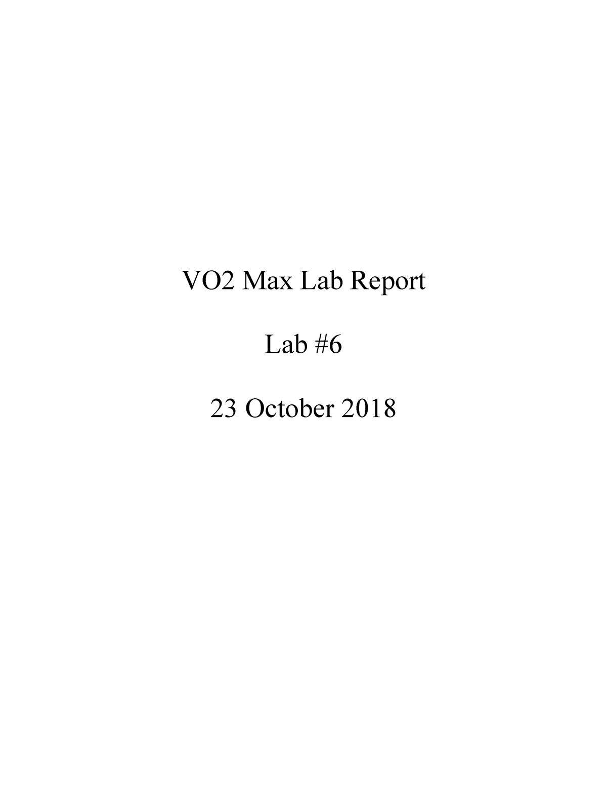 Vo2 Max Lab Report Grade A Kine 3680 Studocu