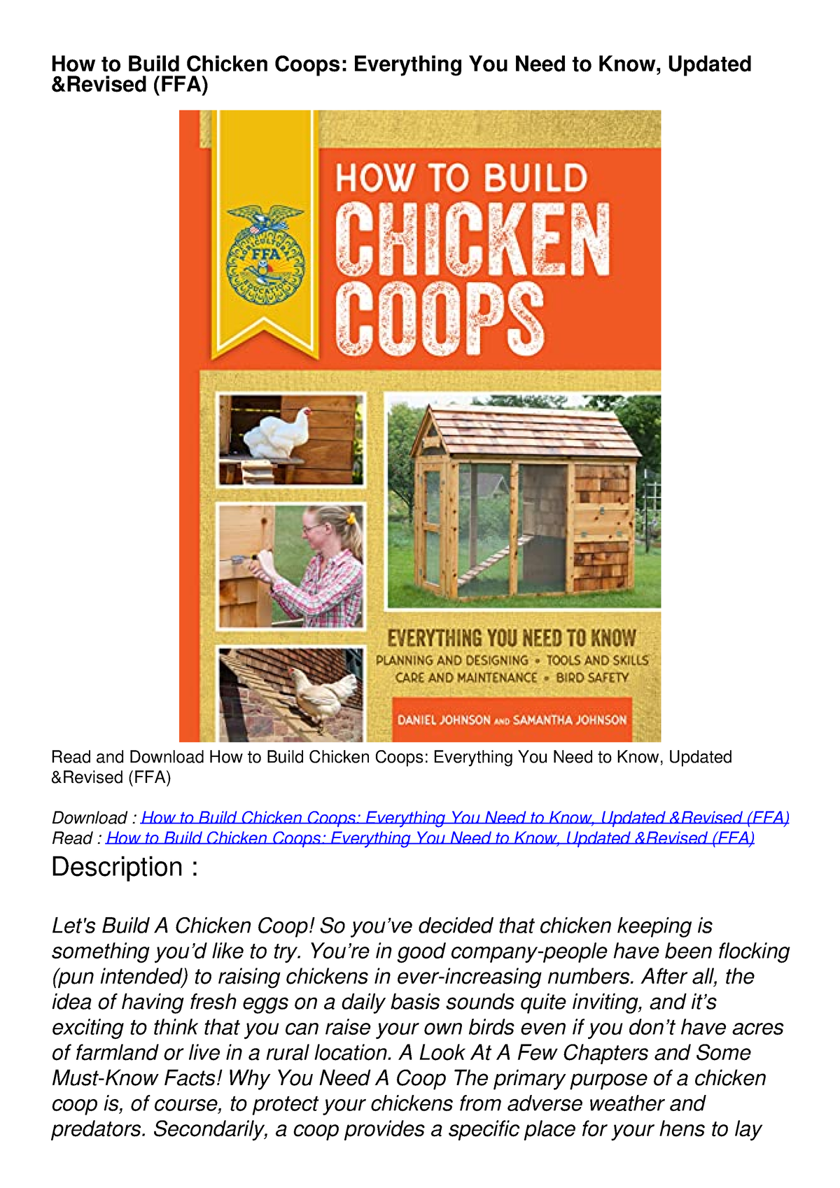 PDF READ How to Build Chicken Coops: Everything You Need to Know ...