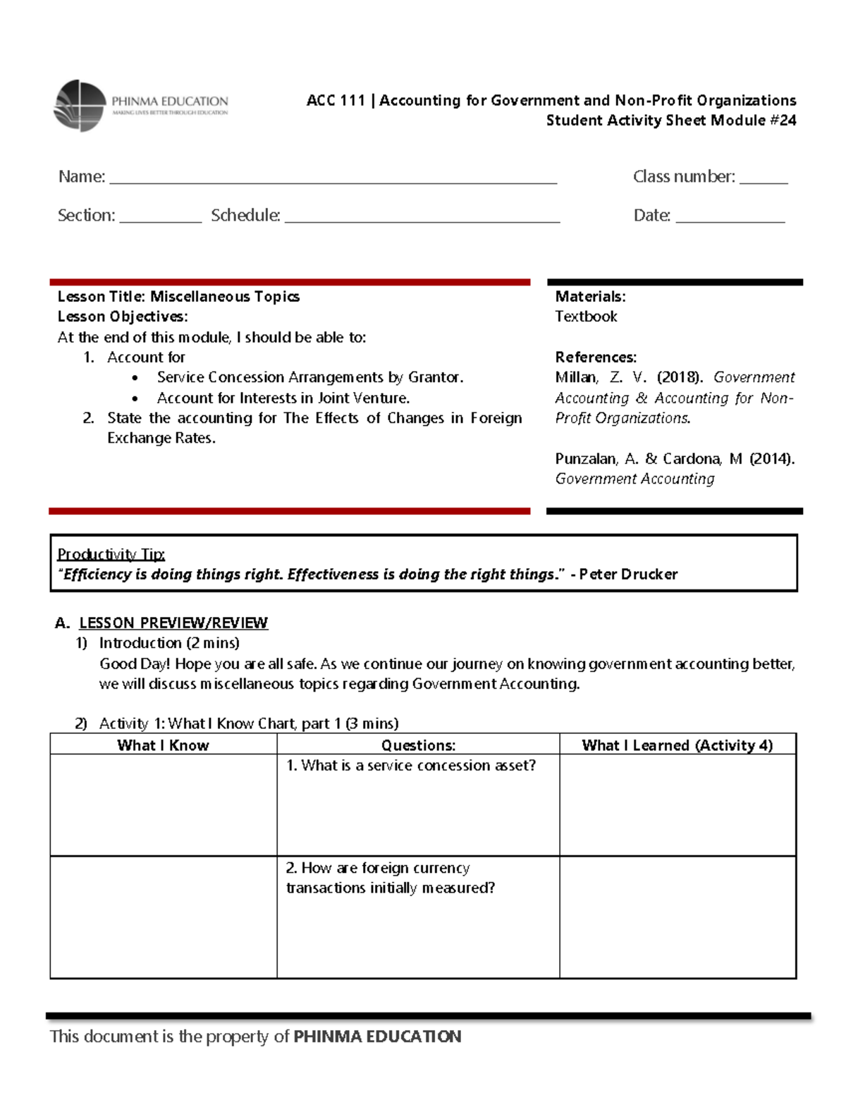 SAS#24-ACC 111 - Government accounting - Student Activity Sheet Module ...