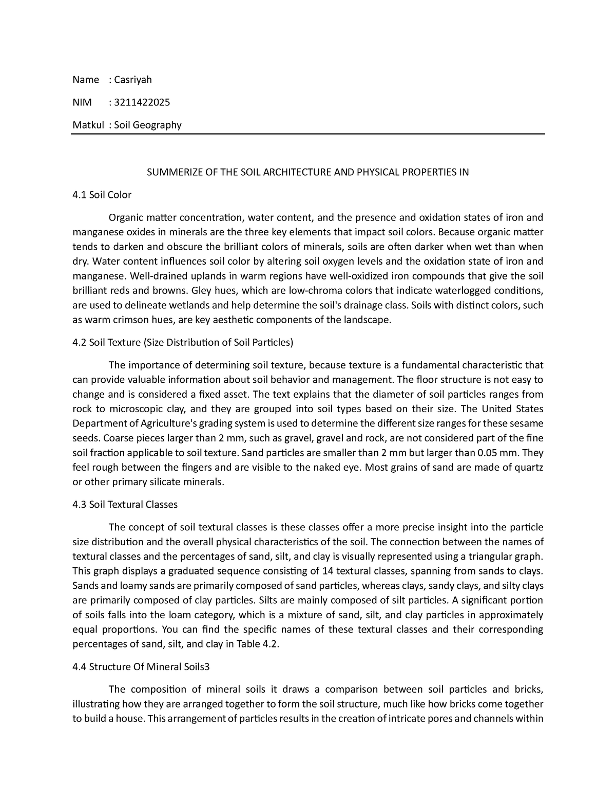 Summarize Article of Soil Geography Casriyah - Name : Casriyah NIM ...