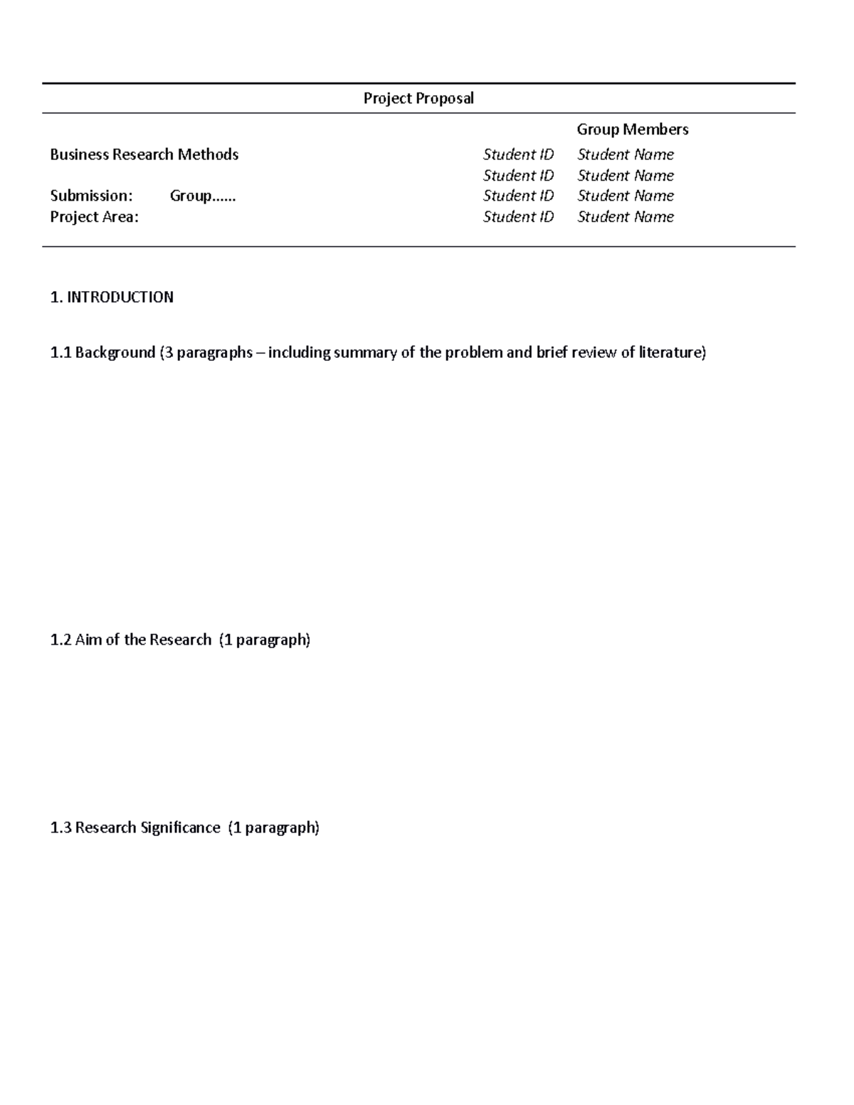 Busrec.Project Proposal - Template - Project Proposal Group Members ...