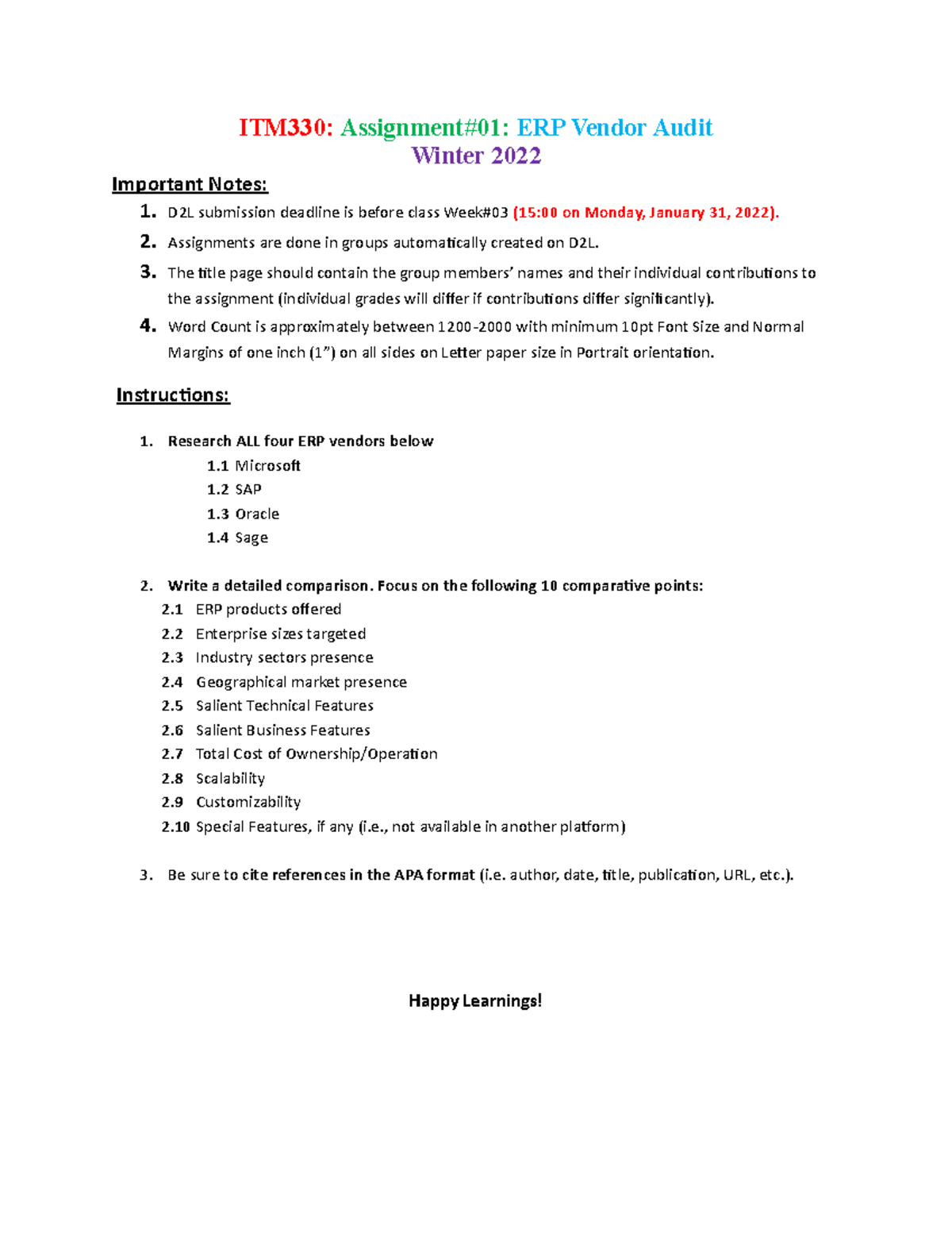 ITM330-W2022-Assignment#01 with Grading Rubric-ver01 - ITM330 ...
