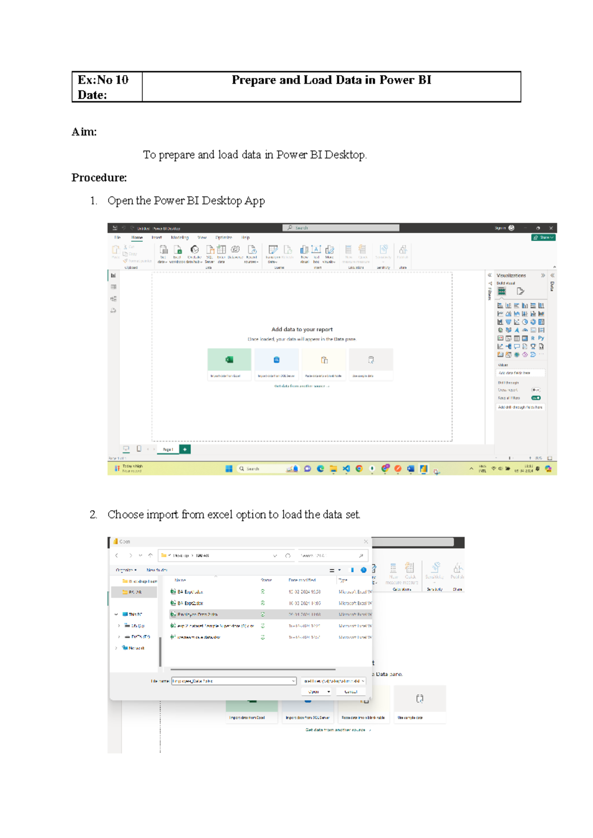 Powerbi - power bi - Ex:No 10 Date: Prepare and Load Data in Power BI ...