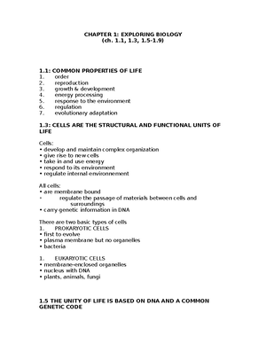 Lecture 1-11 Biol 1000 Notes For Studying - Lecture 1-11 Biol 1000 ...