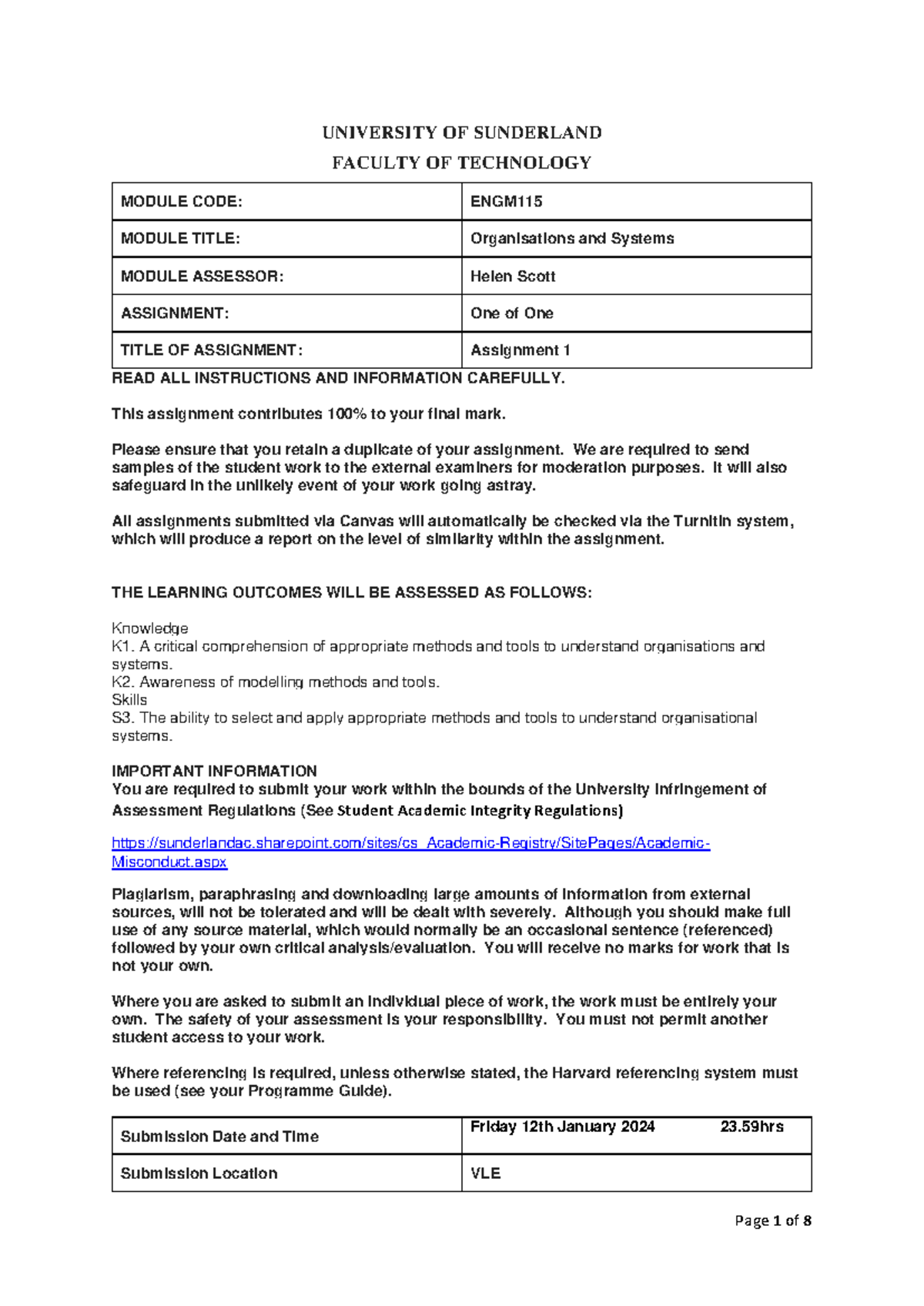 ENGM115+Assignment+1+of+1+On Campus +2023 24 - UNIVERSITY OF SUNDERLAND ...