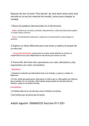 Unidad 3 011-Z01 tarea de la unidad 2 de orientacion - Después de leer el  texto "Tres - Studocu