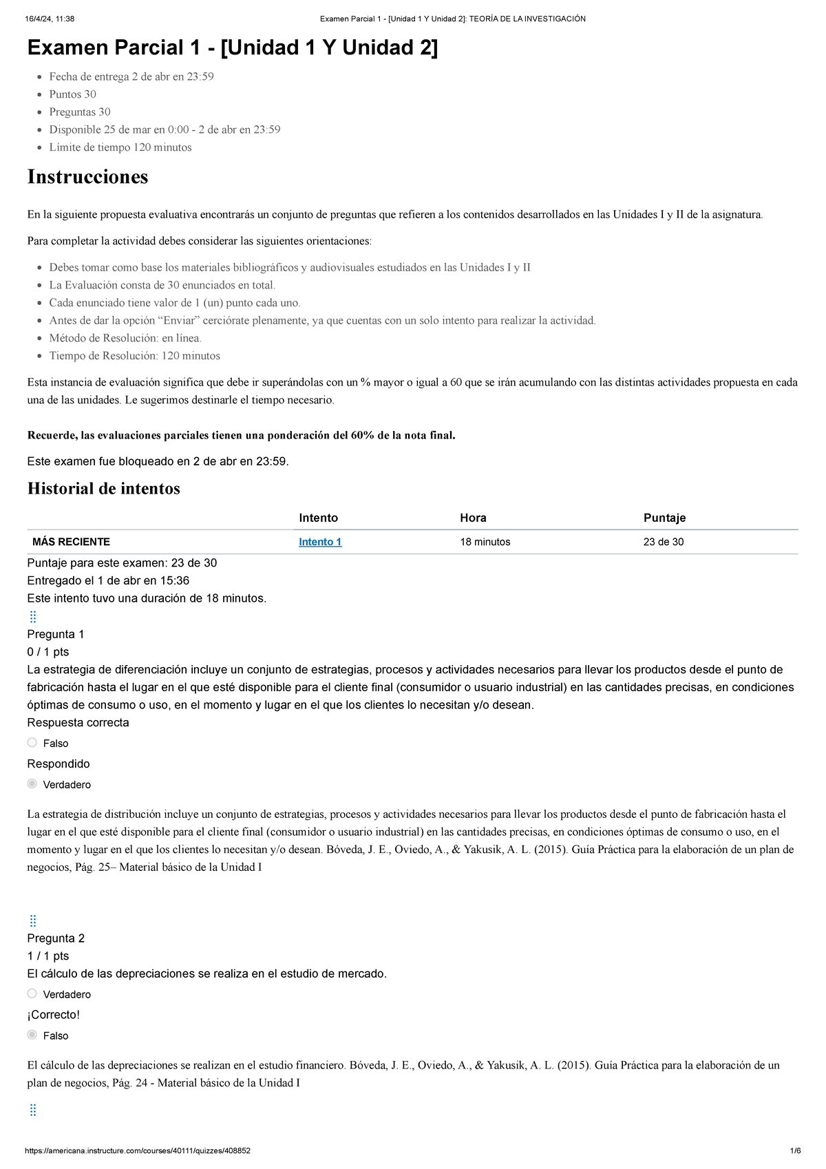 Examen Parcial 1 - [Unidad 1 Y Unidad 2] Teoría DE LA Investigación ...