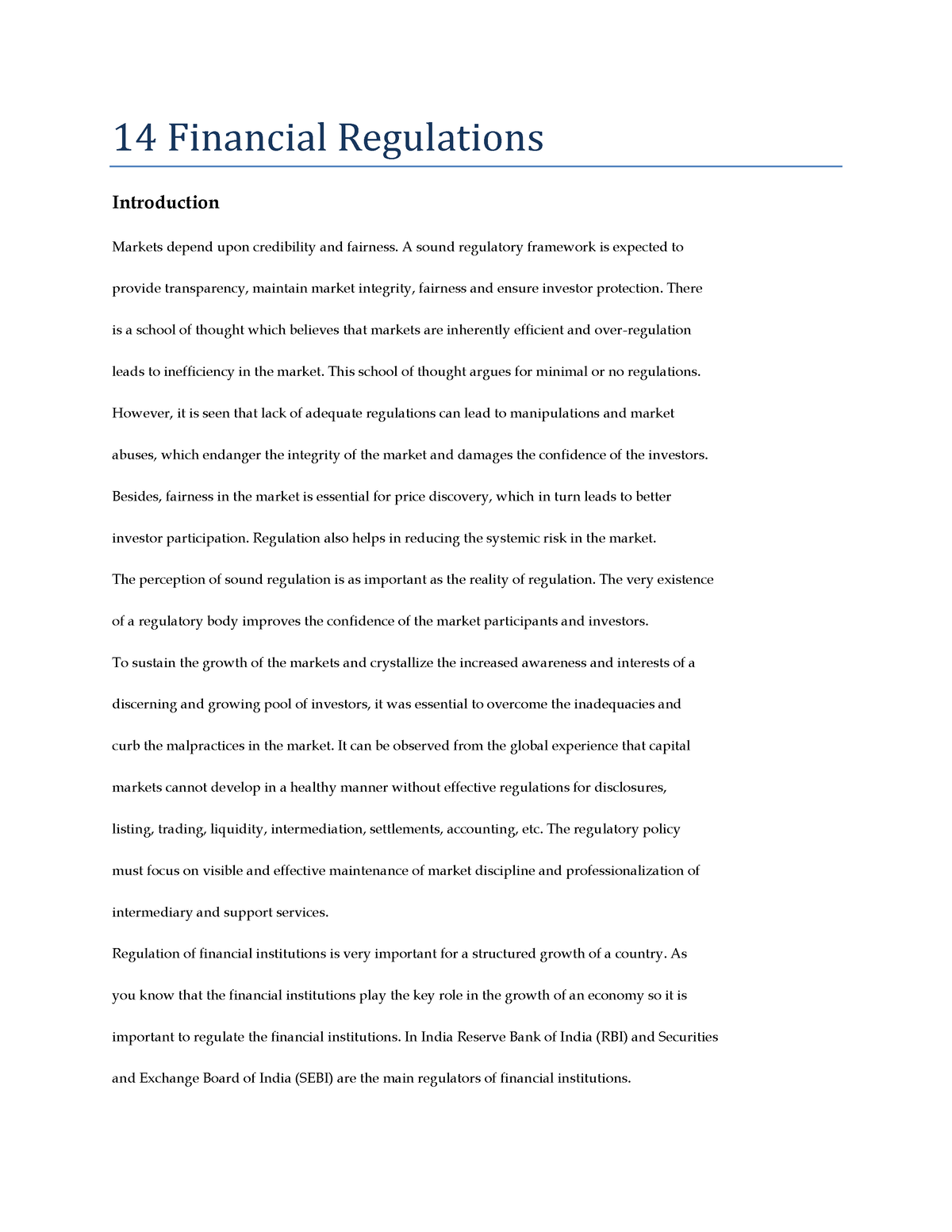 Financial Regulations With Summary - 14 Financial Regulations ...