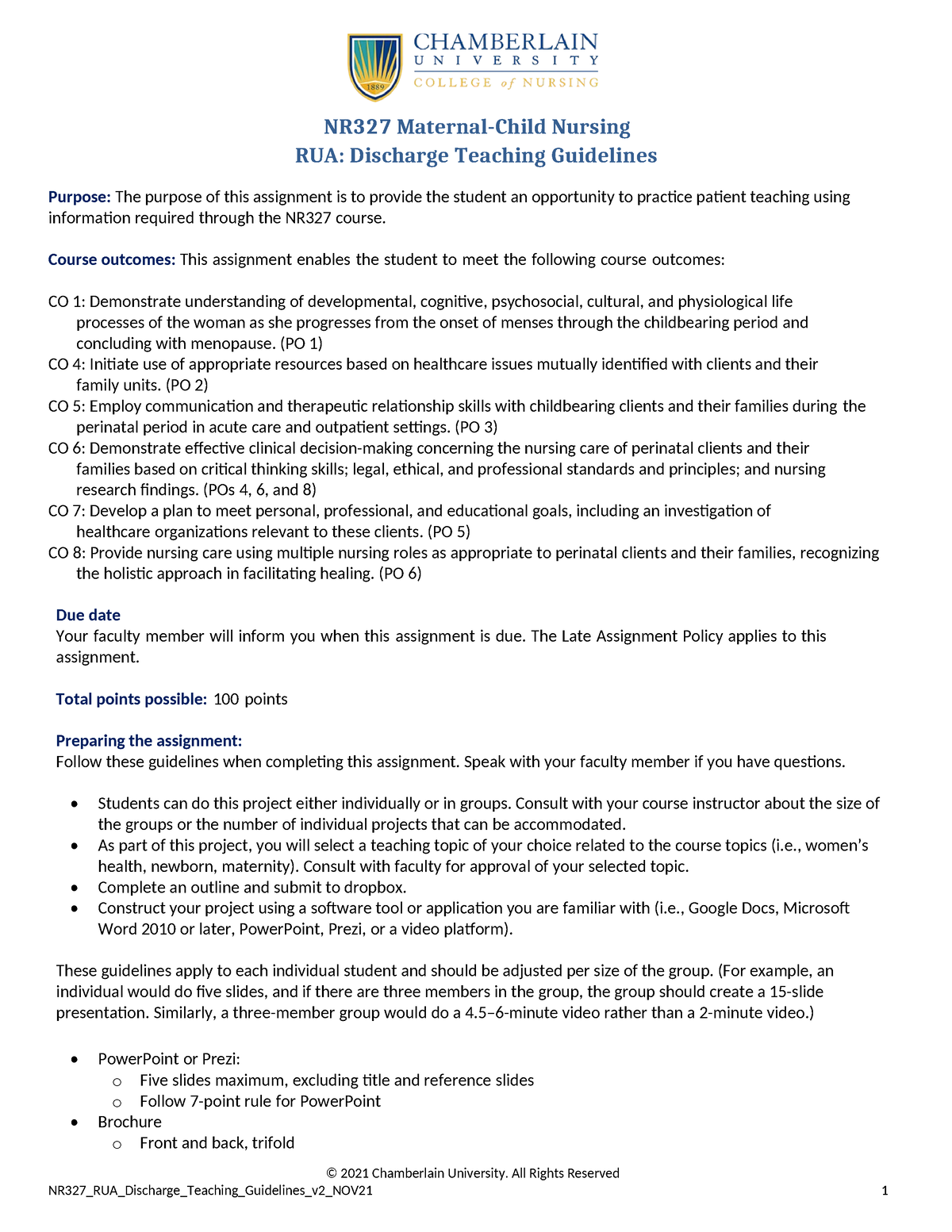 NR327 RUA Discharge Teaching Guidelines v2 NOV21 - RUA: Discharge ...