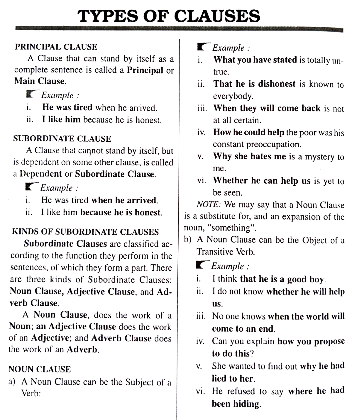 Types Of Clauses TYPES OF CLAUSES PRINCIPAL CLAUSE Example A Clause 