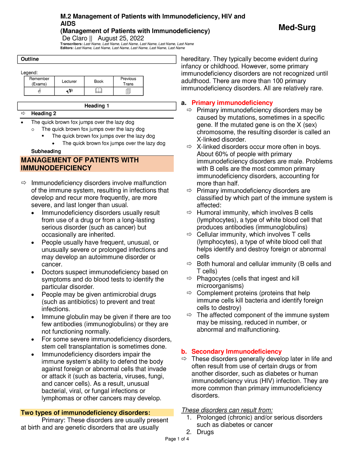 M.2 No.1 Management of Patients with Immunodeficiency - M. 2 Management ...