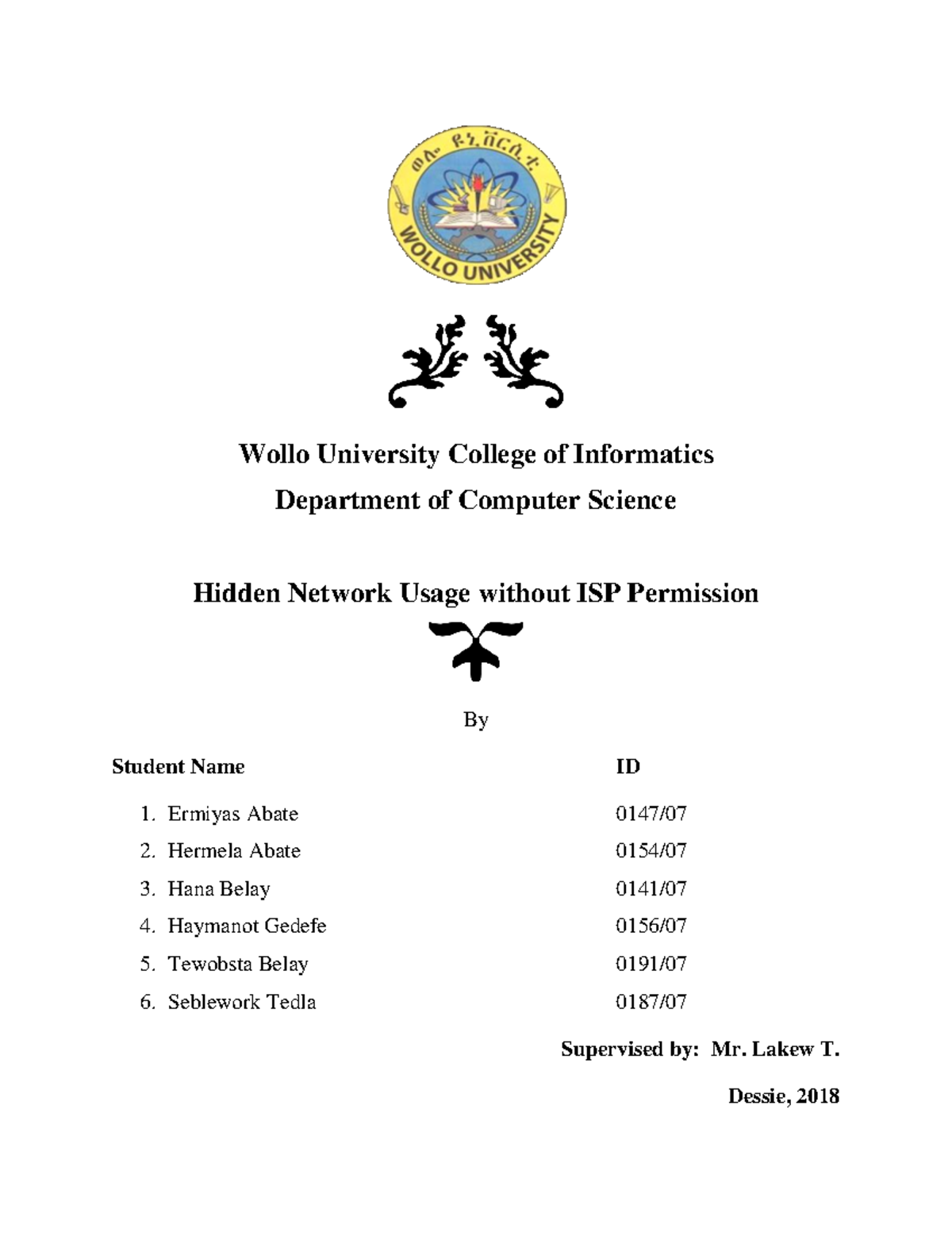 Research Assignment - Wollo University College of Informatics ...