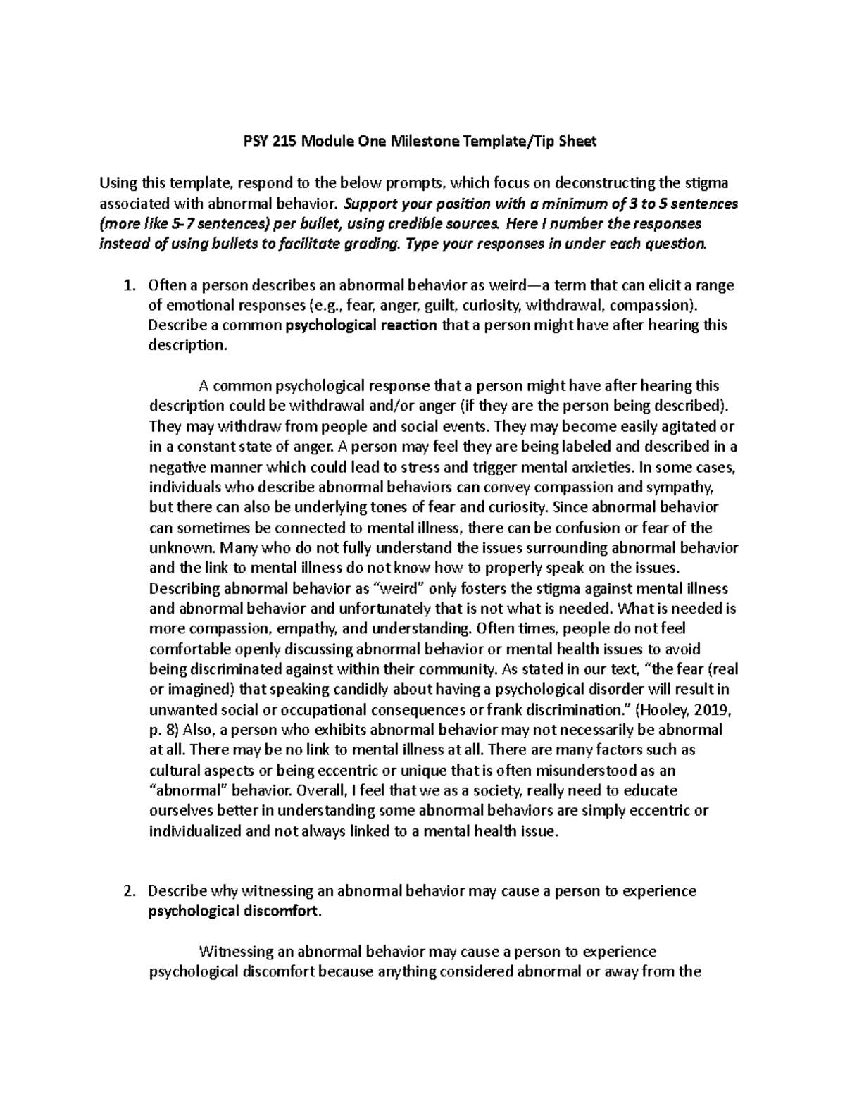 PSY 215 Module One Milestone TemplateTip Sheet 13 PSY 215 Module One