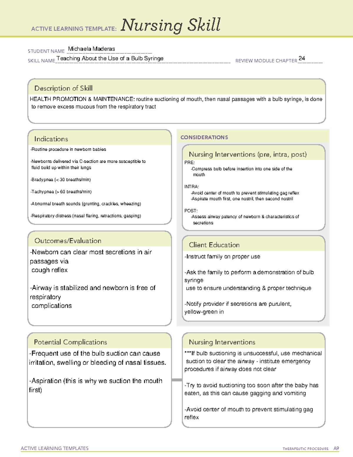 NS - Bulb Syringe copy - ATI active learning template detailing the ...