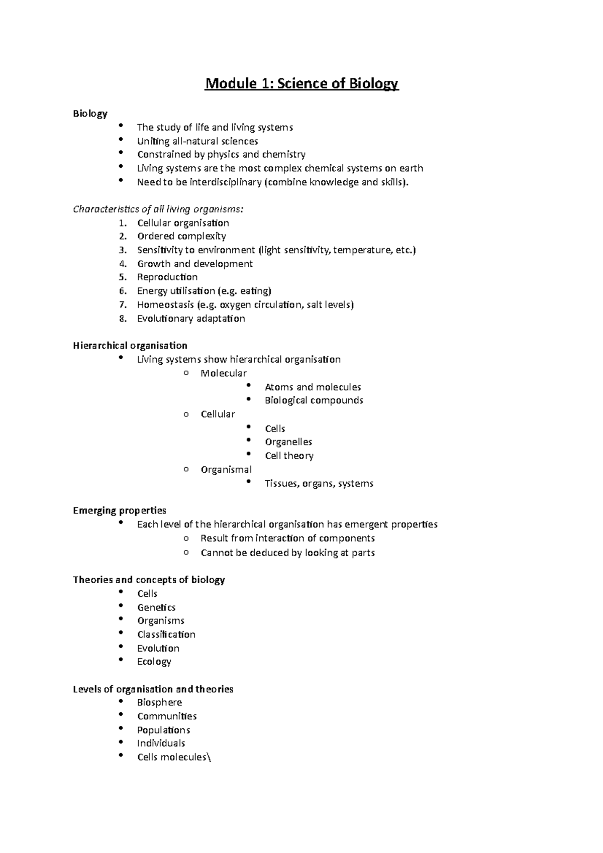 Module 1- Science Of Biology Lecture Notes - Module 1: Science Of ...