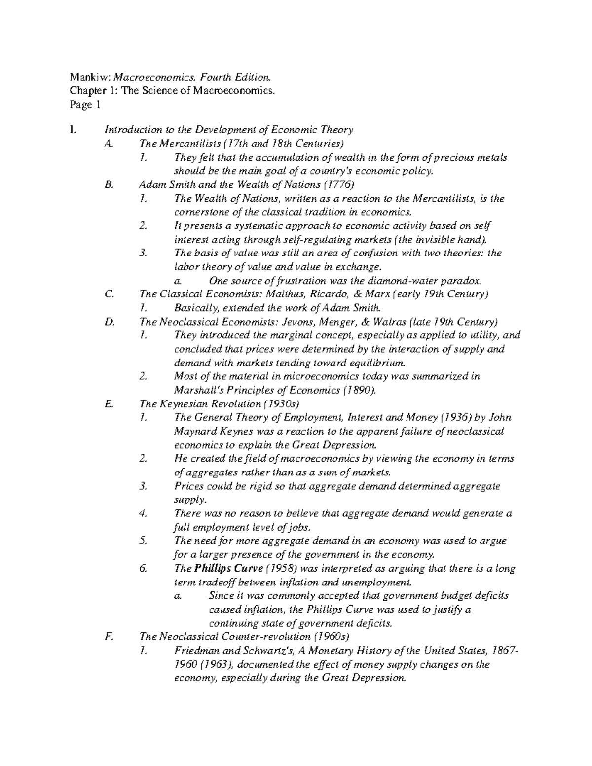 M1 - Mankiw: Macroeconomics. Fourth Edition. Chapter 1: The Science of ...