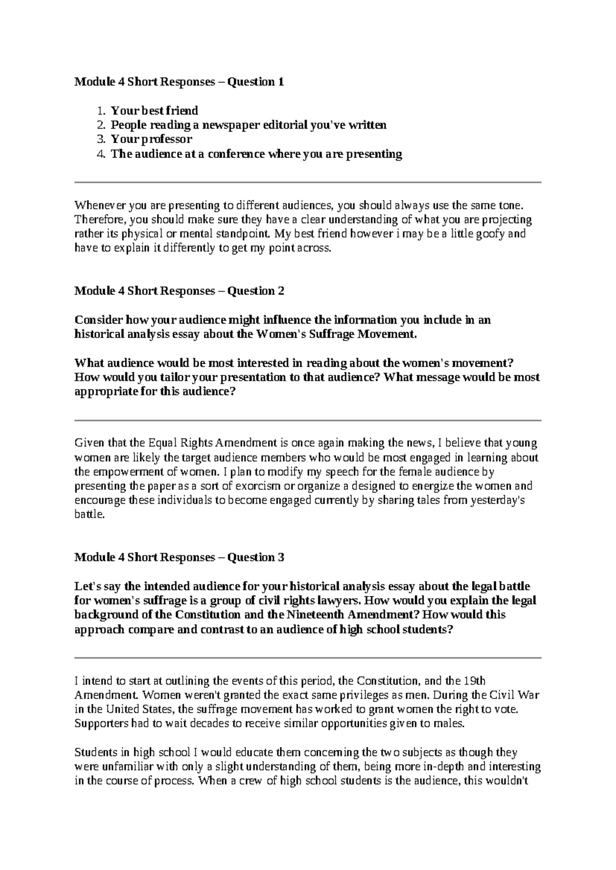 Mod 4 short answers - subject does not match - Module 4 Short Responses ...