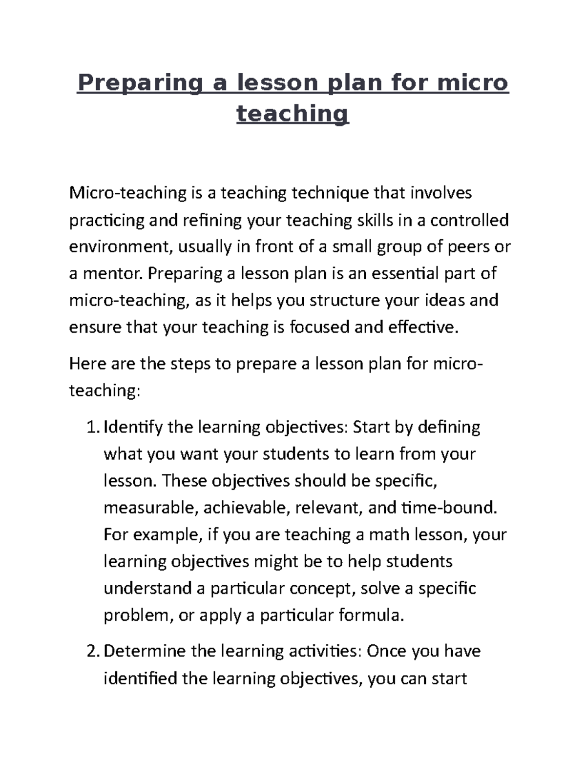 preparing-a-lesson-plan-for-micro-teaching-preparing-a-lesson-plan